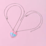 El Regalo 2 Pcs Bff Best Friend Forever Split Magnetic Hearts Matching Pendant Necklaces Set- Friendship Day Gift For Besties For Girls (Option-1)