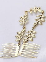 El Regalo Fancy Gold Tassel Floral Leaf Hair Jewelry | Head Chain with Clips for Girls & Women
