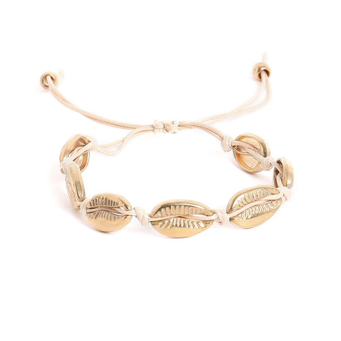 El Regalo 1 PC Metal Cowrie Shell Anklet/Bracelet for Girls & Women- Bohemian Adjustable Anklet/Bracelet Hand-woven for Girl Women (Style-3)