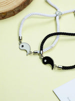 El Regalo 2 PCs Yin Yang Statement Bracelets for Couples- Yin Yang Adjustable Cord Bracelets Set - Friendship Day/Valentines Day Couple Gift