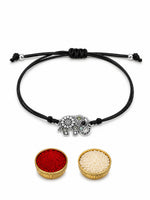 El Regalo 1PC Designer Elephant Crystal Rakhi for Brother with Roli Chawal & Message Card in Rakhi Gift Box- Rakhi for Brother/Bhabhi/Niece or Nephew