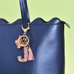 El Regalo Personalized Name Initials Butterfly Charm Keychain - Custom Letter Keyring with Pink Tassel & Butterfly Pendant, Purse, Bag, Backpack Accessory (J Letter)