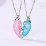El Regalo 2 Pcs Bff Best Friend Forever Split Magnetic Hearts Matching Pendant Necklaces Set- Friendship Day Gift For Girls, Besties (Option-3)