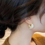 El Regalo Gorgeous U-Shaped Basket Pearls Crystal Earrings- Elegant 14K Gold Plated CZ & Pearls Hoop Party Earrings for Women