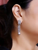 El Regalo Womens Silver Lookalike Brass Oxidised Peacock Studs Earrings- Indo Western Peacock Oxidized Earrings