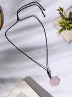 El Regalo Natural Healing Stones Hexagram Pendant Unisex Necklace for Men/Women (Pink Rose Quartz)