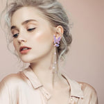 El Regalo Purple Butterfly CZ Pearl Tassel Earrings - Elegant Violet Gemstone Earrings with Delicate Design for Women