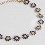 El Regalo 1 Leg Dainty Daisy Charm Chain Anklet- 1 PC Flower Beads Chain Ankle Bracelets For Girls & Women (Blue Daisy Anklet)