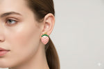 El Regalo 1Pair Stainless Steel Anti-Tarnish Pink Enamel Earrings for Girls & Women | Trendy & Cute Leaf, Bow, Ribbon, Strawberry & Butterfly Stud Earrings (Strawberry Stud)