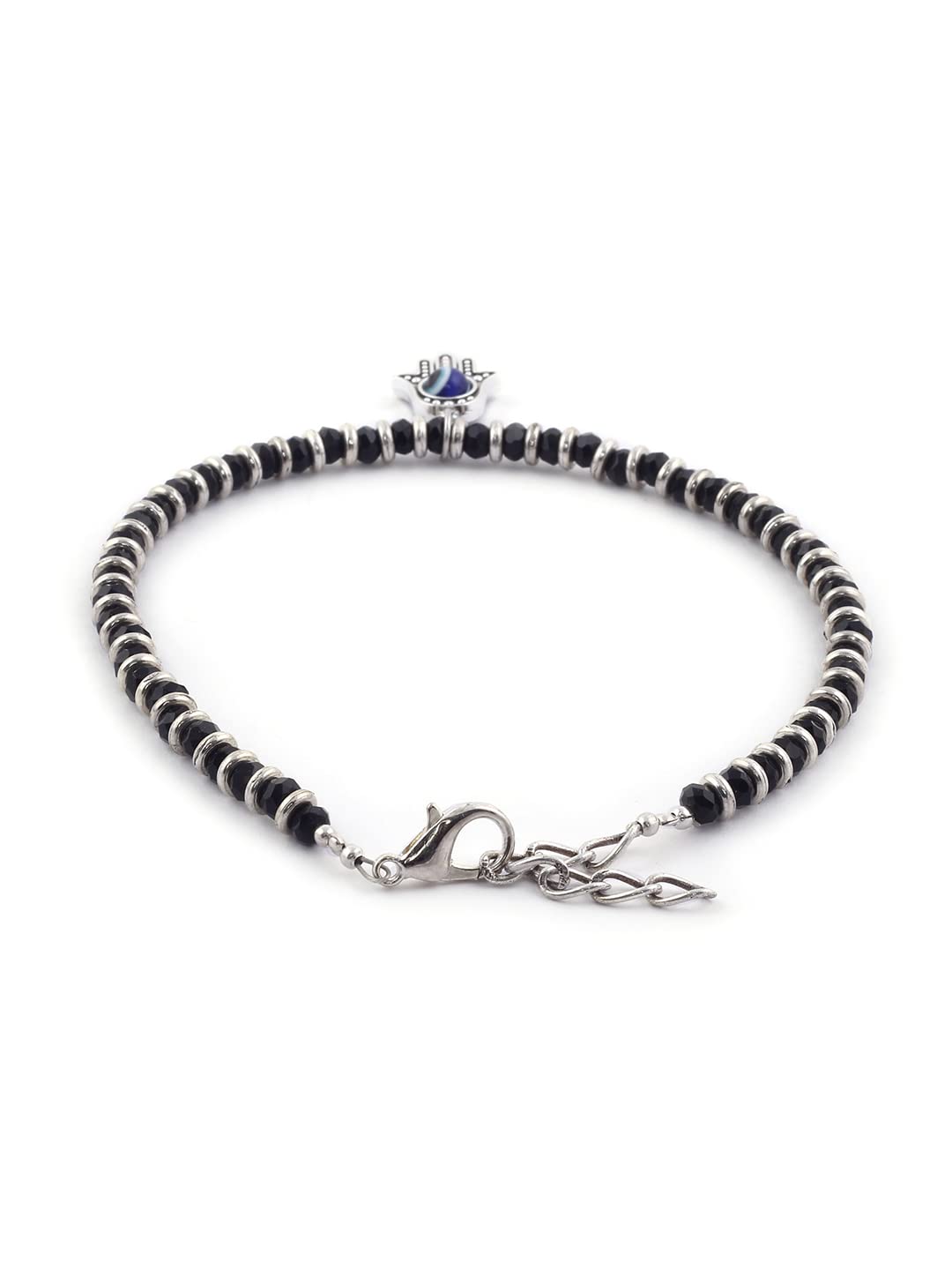 El Regalo 1 Leg Evil Eye Hamsa Hand Black Beads Nazaria Anklets Set- 1 PC Evil Eye Fashion Anklet for Women & Girls (Hamsa Hand Anklet)