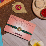 El Regalo 1PC Chakra Rakhi for Brother- Designer Chakra Reiki Healing Symbols Hand Braided Rakhi with shagun, Rakhi Card in Gift Box for Bhaiya/Bhabhi/Niece/Nephew (Heart Chakra)