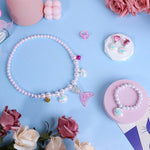 El Regalo Mermaid Jewelry for Girls,Toddler Mermaid Accessories for Kids Mermaid Necklace for Girls Mermaid Jewelry Set with Mermaid Purse Costume Jewelry (Pink)