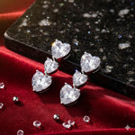 El Regalo Triple Heart CZ Dangle Earrings for Women | Romantic 3-Tier Heart Drop Earrings | Sparkling Cubic Zirconia Crystal Earrings | Valentine's Day, Anniversary & Gift Jewelry