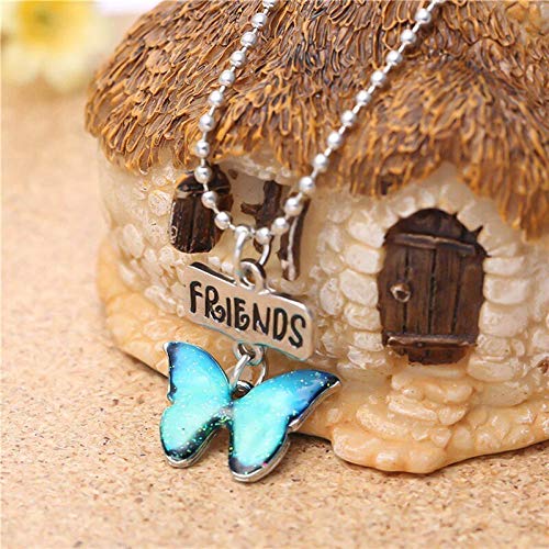 El Regalo Unisex Glitter Best Friends Butterfly Necklaces - Set of 2 | Enamel Butterfly Pendant Best Friends Friendship Necklaces Set