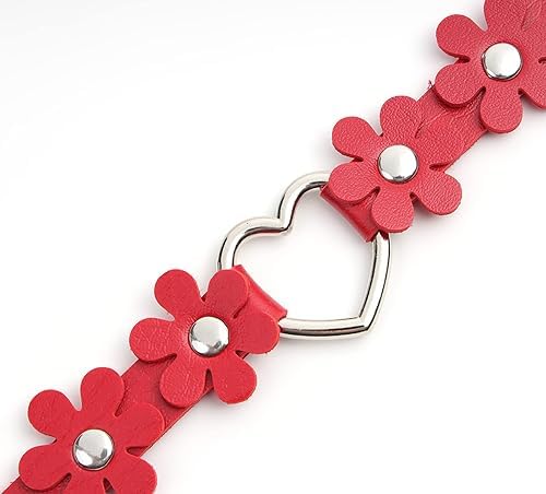 El Regalo Heart Flower Choker Necklace for Girls/Women (Red)