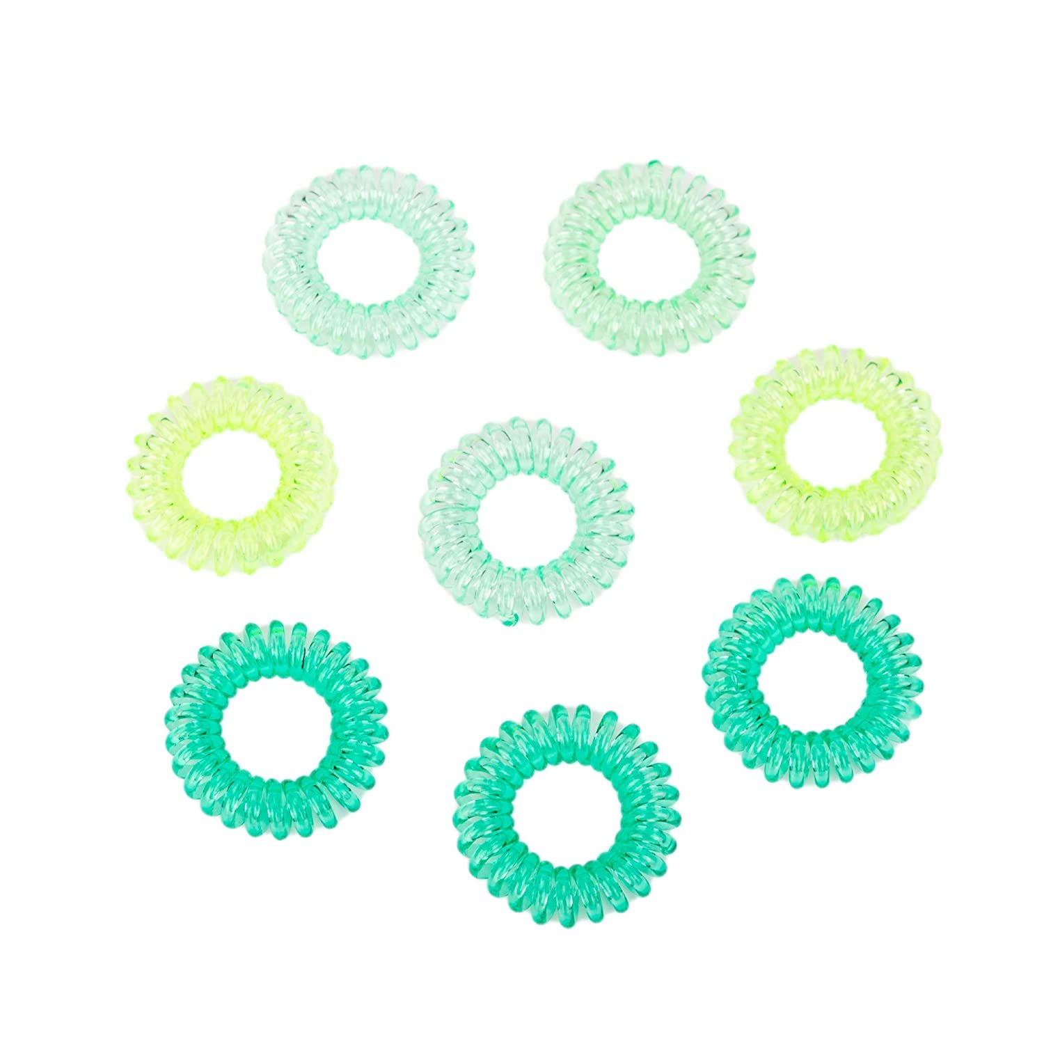 El Regalo 9 Pcs Spiral Hair Ties, No Crease Coil Hair Ties, Phone Cord Hair Ties for Thick Hair - Ponytail Holder Elastics for Kids/Girls/Women (Gradient Green)