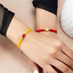 El Regalo 2PCs Minimalist & Elegant Heart Bracelet Rakhi Combo Set for Brother/Bhai/Bhaiya-Bhabhi with Roli-Chawal & Rakhi Gift Box - Handwoven, Beautifully Packaged (Yellow & Red)