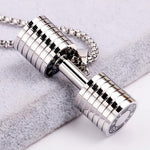 El Regalo Stainless Steel Gym Fitness Dumbbell Pendant Necklace for Boys/Men- Go Fit Motivational Fitness Sports Jewelry for Gym Lovers (Silver)