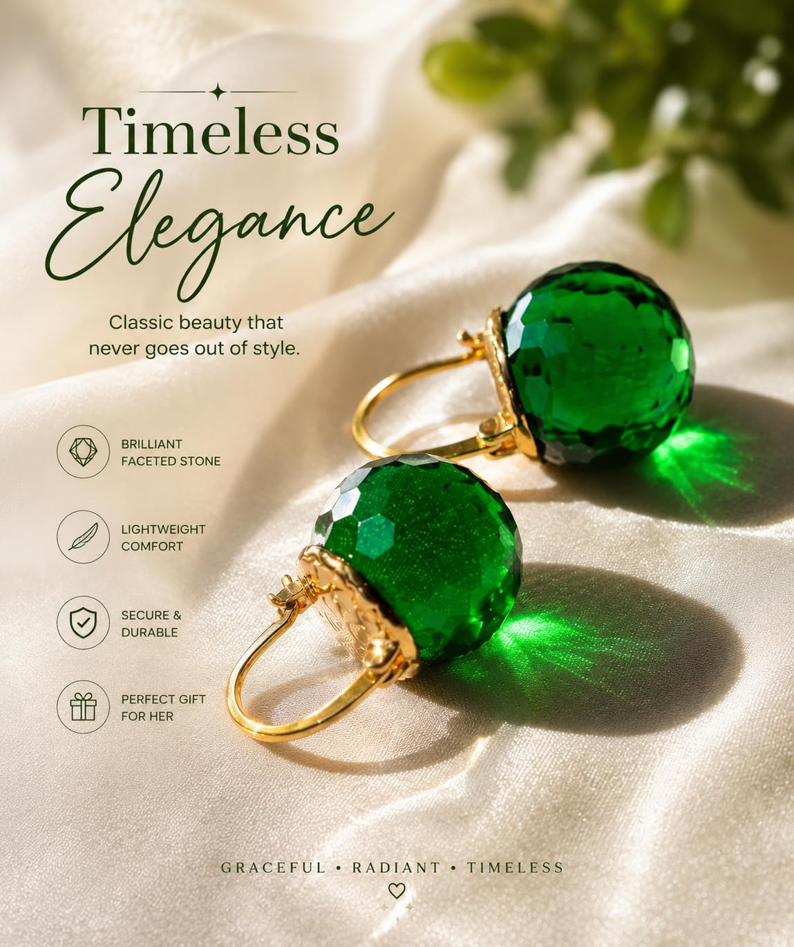 El Regalo Elegant & Graceful Aquamarine Austrian Crystal Earrings for Girls & Women- Sparkly Austrian Crystal Disco Ball Earrings (Dazzling Green)