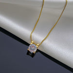 El Regalo Elegant Stainless Steel Solitaire Necklace for Women & Girls | Luxury Round Cut Cubic Zirconia Pendant Necklace
