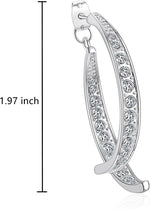 El Regalo Women's & Girl's Cross Curved Earrings, Curved Stick Front Back Linear Drop Hypoallergenic Earrings (Silver AD)