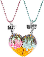 El Regalo Unisex 2 Pcs BFF Best Friend Split Matching Heart Pendant Necklaces Set- Colorful Chain Glitter Stars Heart Pendant Friendship Necklaces Set (Glitter Hearts)