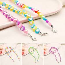 El Regalo 1 PC Cute Acrylic Heart Kids Face Mask Lanyard Straps/Face Mask Holder Lanyards Convenient Clip Safety Face Mask Cover Holder for Kids/Boys & Girls (Multi Colored Star)