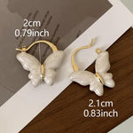 El Regalo Elegant Butterfly Hoop Earrings for Girls & Women- Exquisite White Enamel Butterfly Hoop Earrings