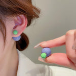 El Regalo 1 Pair Candy Colors 2 Way Beads Earrings- Front-Back Color Clossy Beads Contemporary Earrings for Girls & Women (Pastel Blue)