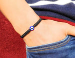 El Regalo Evil Eye Hamasa Hand Red String Unisex Bracelet Macrame Braided with Blue Lucky Eye to Ward Off The Evil Eye (Black) For Unisex Adult