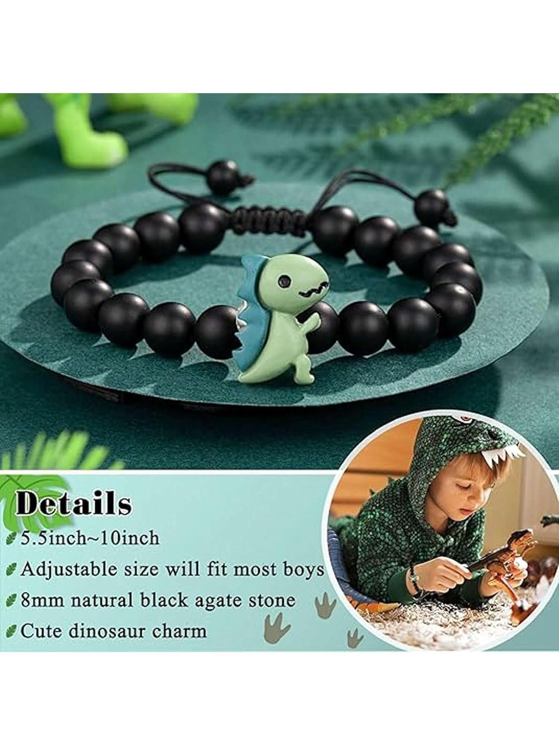 El Regalo Cute Dinosaur Rakhi for Brother- Unique Dinosaur Bracelet Rakhi for Bhai with Roli Chawal, Rakhi Message Card in Rakhi Gift Box (Black)