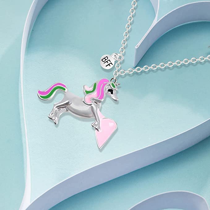 El Regalo Best Friend Forever 2Pcs-Split Magnetic Matching Bff Pendant Necklaces Set- Unicorns, Whales, Koalas Pendant Friendship Necklaces For Girls (Unicorns Bff Necklace)
