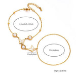 El Regalo 1PC Stainless Steel Non-Tarnish Hand Chain Bracelet with Finger Ring | Elegant & Trendy Adjustable Golden Bracelet for Women & Girls (Buterfly Pearl)
