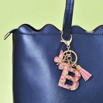 El Regalo Personalized Name Initials Butterfly Charm Keychain - Custom Letter Keyring with Pink Tassel & Butterfly Pendant, Purse, Bag, Backpack Accessory (B Letter)