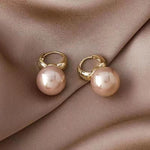 El Regalo Pearl Hoop Earrings- Huggie Hoop Fashion Pearl Earrings for Girls & Women (Beige)