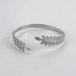 El Regalo Stainless Steel Olive Leaves Open Cuff Bracelet for Women- Anti Tarnish/Waterproof Western Vintage Style Bracelets (Silver)