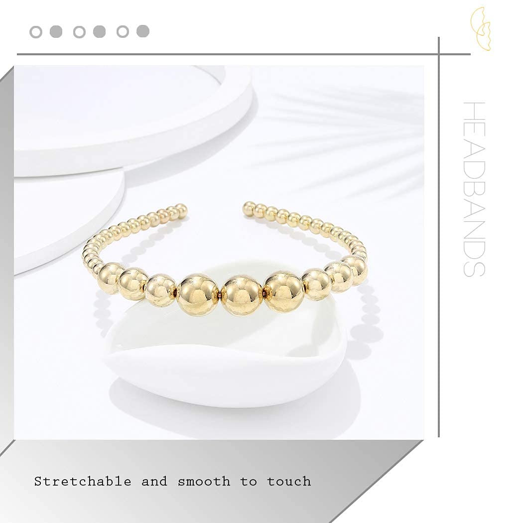 El Regalo 2 PCs Pearls Bridal Headband Set | Fancy Metallic Golden & Silver Beads Pearls Hairbands for Girls/Teens & Women Girls - Bridal Party Hair Accessories