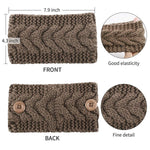 El Regalo 1 PC Unisex Knitted Winter Twist Warm Wool B lend Headband with Buttons for Face Mask Cover, Winter Designer Headbands for Unisex (Khakhi)