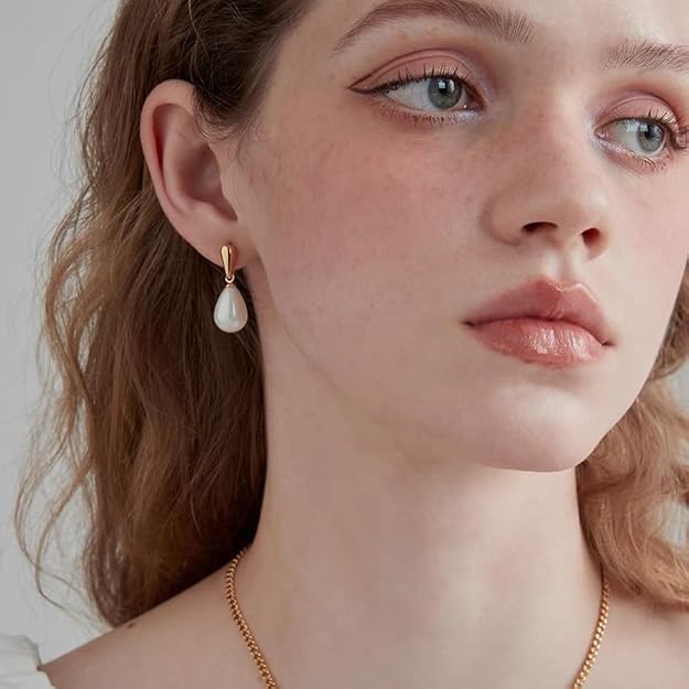 El Regalo Elegant Faux Pearl Earrings for Women - Elegant 18K Gold & Silver Plated Moti Jewelry Collection | Fancy Studs, Dainty Drops & Long Dangle Pearls Earrings for Girls (Style-5)