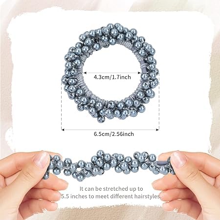 El Regalo 4PCS Fancy Pearls Hair Ties- Elastic Pearl Scrunchies Bead Hair Ropes Stretchy Hair Band Pearl Hair Scrunchies Hair Accessories for Women Girls (Color Options-2)