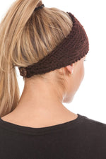 El Regalo's Women Crochet Headband Knitted Headwrap Headband with 3D flower & Button Ear Warmer Hair Muffs Band | Winter Designer Headbands for Teens & Women (White)