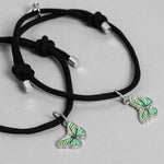 El Regalo Unisex 2pcs BF Magnetic Heart Butterfly Bracelets for Best Friends/Besties/Couples - Butterfly Relationship Matching Bracelet Set Mutual Attraction Rope Bracelets (Green Butterfly Bracelet)