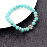 El Regalo 8mm Turquoise Beads Owl Braided Rope Unisex Bracelet for Girls/Boys/Men/Women Bohemian Jewelry Gift