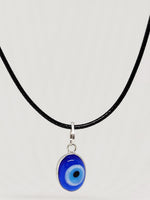 El Regalo Unisex Oval Evil Eye Pendant Necklace for Girls/Boys/Men & Women- Handmade Glass Lamp work Nazar Evil Eye Pendant Necklaces (Oval Silver Evil Eye Necklace Cord)