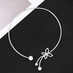 El Regalo Modern CZ Choker Necklace for Women & Girls | Minimalist Open Zircon Butterfly & Lariat Pearl Designs | Elegant Western Party Jewellery | Silver-Plated Statement Neckpiece | Ideal Birthday & Anniversary Gift (Butterfly Open Choker)