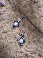 El Regalo Oxidized 925 Silver Plated Pearls Hook Earrings- Vintage Retro Style Pearl Drop Handmade Earrings for Women/Girls