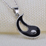 El Regalo Silver Stainless Steel Yin Yang Couple Pendant Necklaces for Unisex Adult's - 2 Pieces