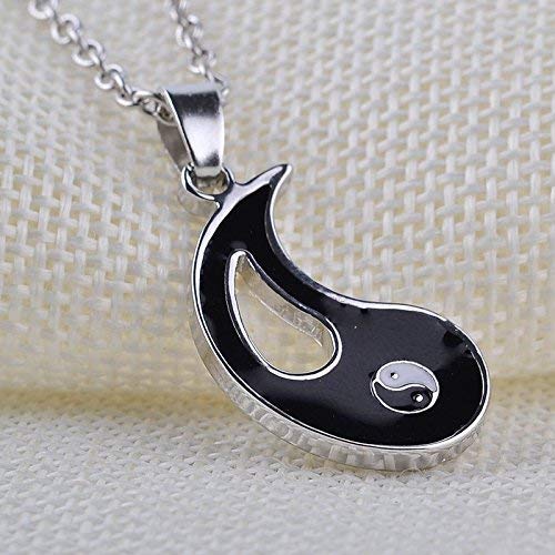 El Regalo Silver Stainless Steel Yin Yang Couple Pendant Necklaces for Unisex Adult's - 2 Pieces