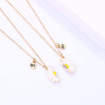 El Regalo 2 Pcs Bff Best Friend Forever Split Magnetic Matching Pendant Necklaces Set- Heart, Flower, Swan Etc Pendant Friendship Necklaces For Girls (Bf Flower Gold)