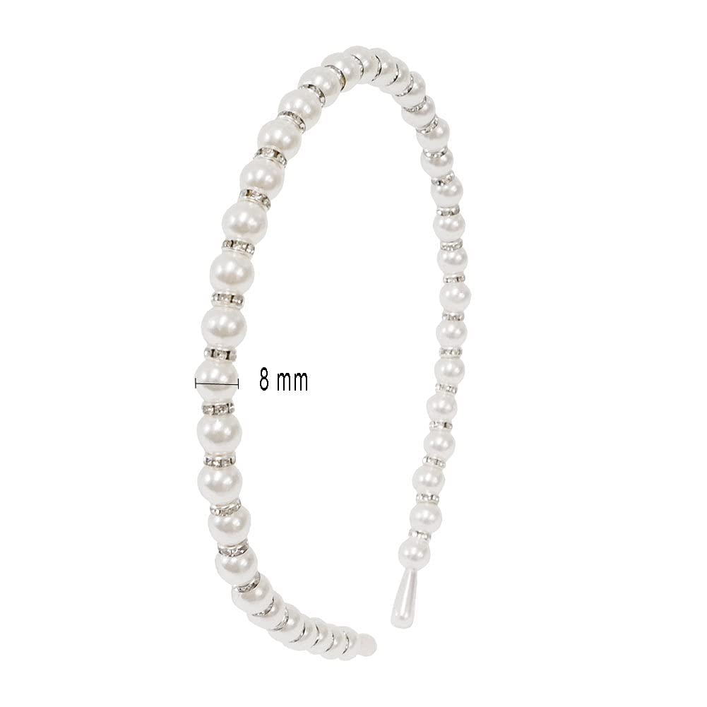 El Regalo 2 PCs Pearl Beads Hair Band Headband for Kids, Girls and women | Bridal Fancy Wedding Party Pearls Hairbands (Option- 2)